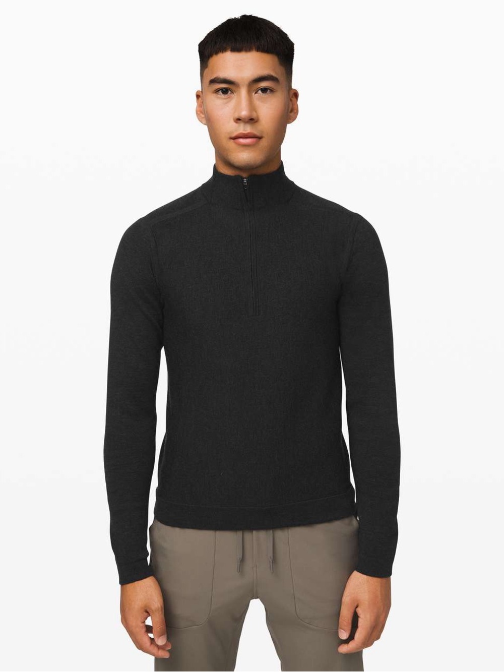 Lululemon 100% Merino Wool Alpine Air 1/2 Zip Size M Heathered Black